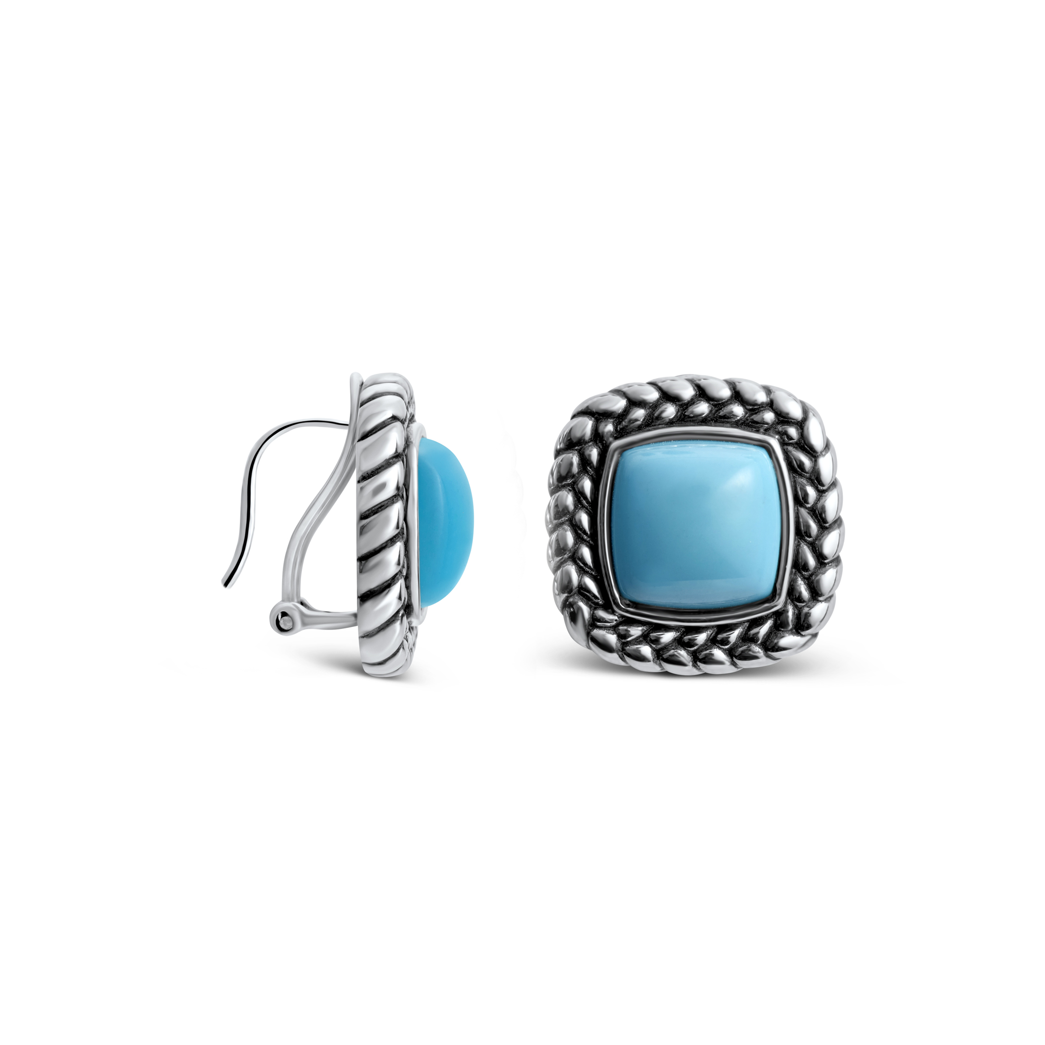 Marina Braid Silver Cushion Omega Post Earrings image number null